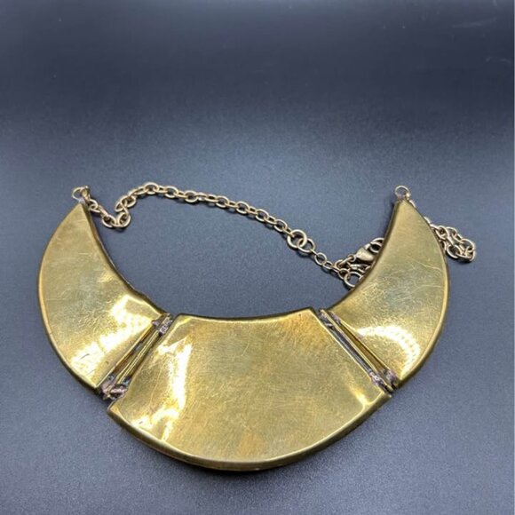 Gold Tone Multi Gem Necklace Statement - Picture 3 of 3